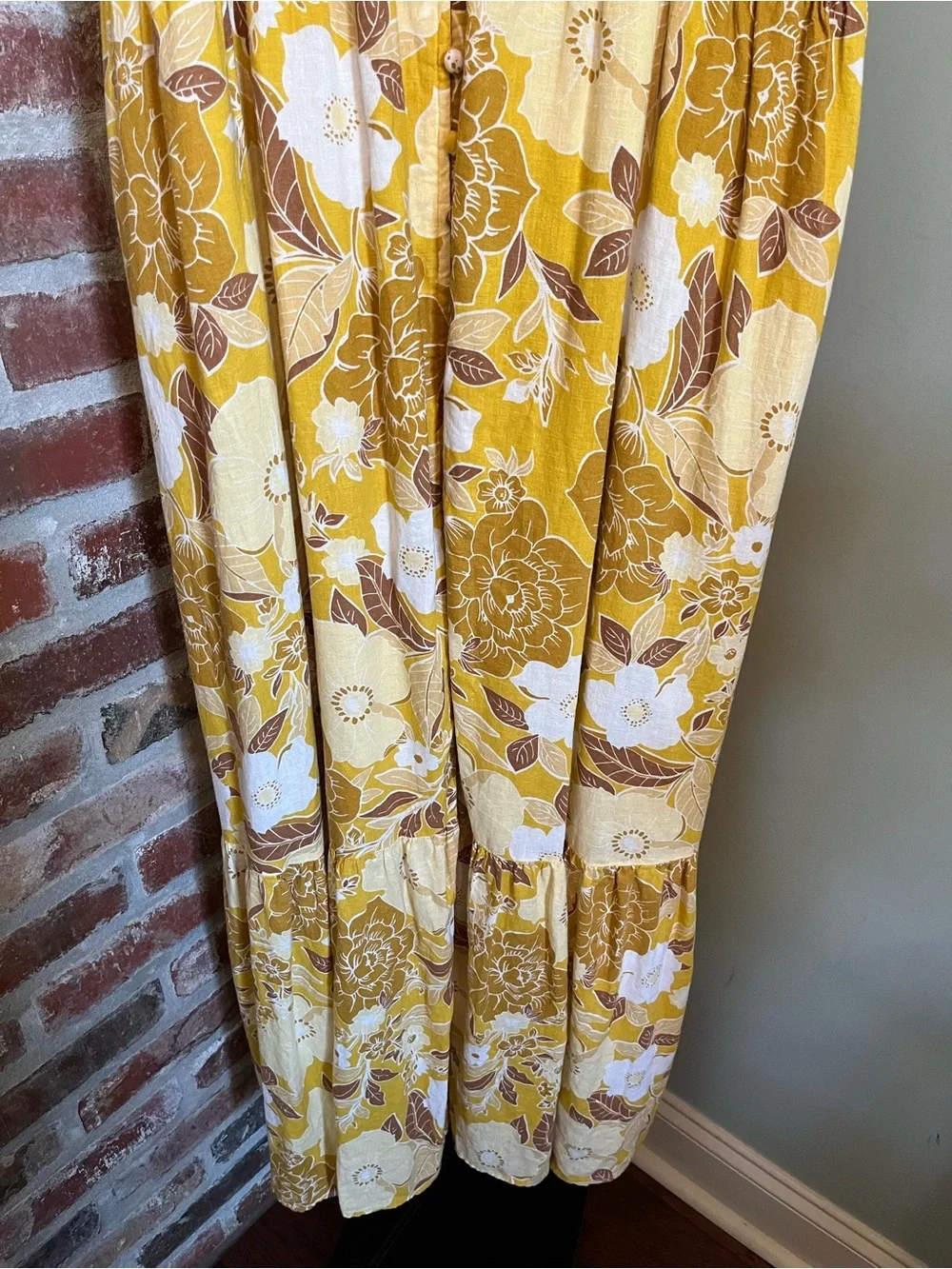Abercrombie & Fitch Linen-Blend Button-Through Maxi Dress | size xl